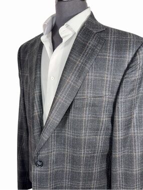 BERRAGAMO BLACK LABEL REDA 1865 TRACEABLE WOOL FLANNEL PLAID SPORT COAT 46L